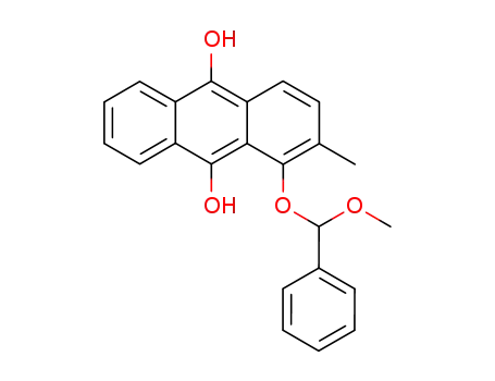 Molecular Structure of 1025885-76-0 (1-(Methoxy-phenyl-methoxy)-2-methyl-anthracene-9,10-diol)