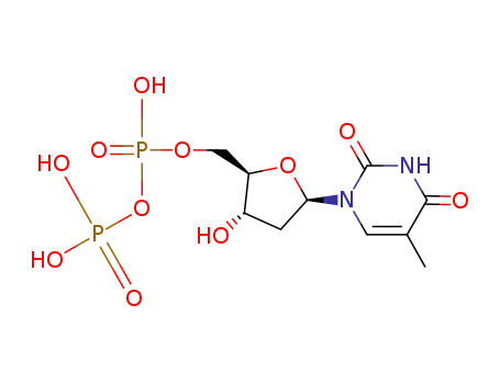 Molecular Structure of 491-97-4 ([hydroxy-[[3-hydroxy-5-(5-methyl-2,4-dioxo-pyrimidin-1-yl)-oxolan-2-yl]methoxy]phosphoryl]oxyphosphonic acid)