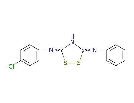 Molecular Structure of 57633-34-8 (3H-1,2,4-Dithiazol-5-amine, 3-[(4-chlorophenyl)imino]-N-phenyl-)