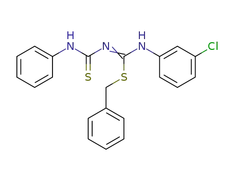 Molecular Structure of 84182-45-6 (2-S-benzyl-1-(m-chlorophenyl)-5-phenyl-2,4-isodithiobiuret)