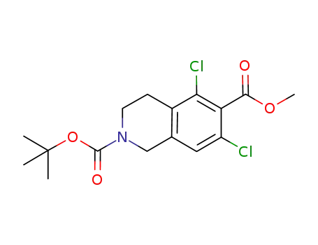 Molecular Structure of 851784-80-0 (2-(tert-butyl) 6-methyl 5,7-dichloro-3,4-dihydroisoquinoline-2,6(1Η)-dicarboxylate)