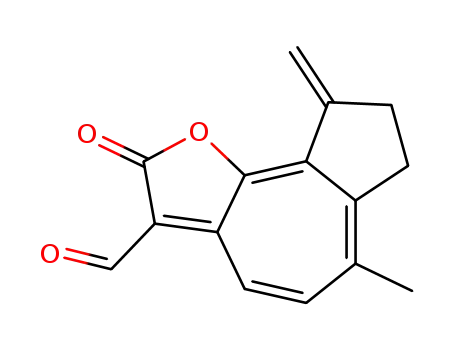 Molecular Structure of 97915-46-3 (2,7,8,9-Tetrahydro-6-methyl-9-methylene-2-oxoazuleno[4,5-b]furan-3-carbaldehyde)