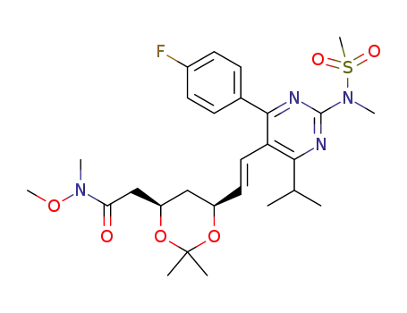 E-(6-{2-[2-(N-methyl-N-methanesulfonylamino)-4-(4-fluorophenyl)-6-isopropyl-pyrimidin-5-yl]vinyl}-[(4R,6S)-2,2-dimethyl-[1,3]dioxan-4-yl])-N-methoxy-N-methyl-acetamide