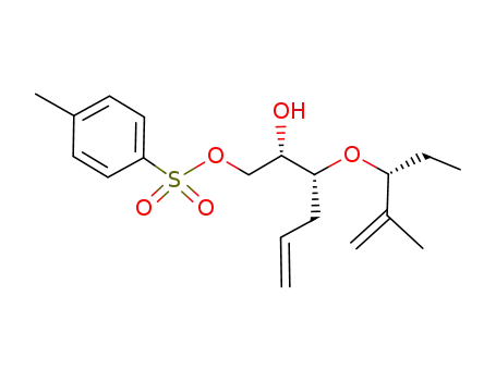 Molecular Structure of 393530-56-8 (5-Hexene-1,2-diol, 3-[[(1R)-1-ethyl-2-methyl-2-propenyl]oxy]-,
1-(4-methylbenzenesulfonate), (2S,3R)-)