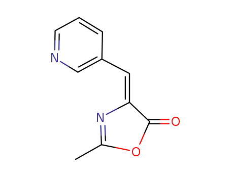 Molecular Structure of 102913-22-4 (5(4H)-Oxazolone, 2-methyl-4-(3-pyridinylmethylene)-, (4Z)-)