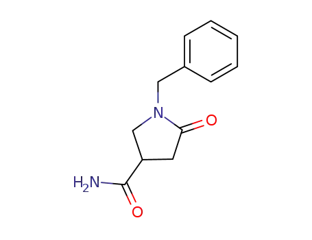 Molecular Structure of 116041-19-1 (3-Pyrrolidinecarboxamide, 5-oxo-1-(phenylmethyl)-)