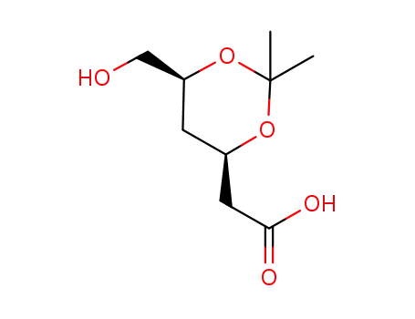 Molecular Structure of 154877-92-6 (2-((4R,6S)-6-(hydroxymethyl)-2,2-dimethyl-1,3-dioxane-4-yl)acetic acid)
