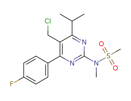 Molecular Structure of 925422-06-6 (N-[5-chloromethyl-4-(4-fluorophenyl)-6-isopropyl-pyrimidin-2-yl]-N-methyl-methanesulfonamide)