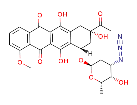 Molecular Structure of 874384-80-2 (7-(3-azido-2,3,6-trideoxy-α-L-lyxo-hexopyranosyl)daunorubicinone)