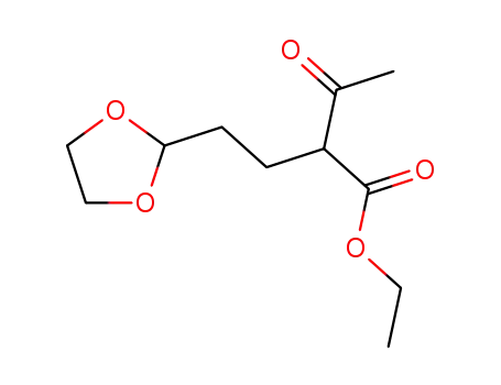 Molecular Structure of 24213-02-3 (ethyl 2-[2-(1,3-dioxolan-2-yl)ethyl]-3-oxobutanoate)