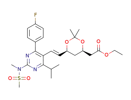 6-((1E)-2-(4-(4-fluorophenyl)-6-isopropyl-2-(methyl(methylsulfonyl)amino)pyrimidin-5-yl)ethenyl)-2,2-dimethyl-1,3-dioxan-4yl acetic acid ethyl ester