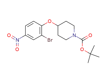 Molecular Structure of 337520-16-8 (t-Butyl 4-(2-bromo-4-nitrophenoxy)piperidine-1-carboxylate)
