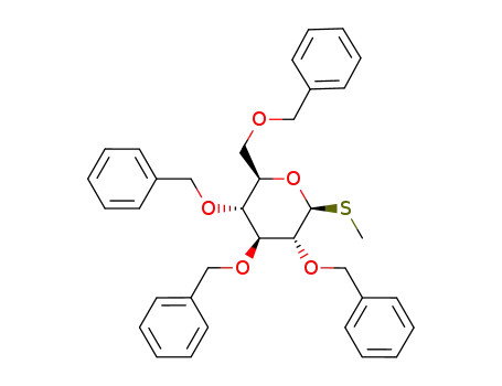 Molecular Structure of 104992-64-5 (methyl 2,3,4,6-tetra-O-benzyl-1-thio-β-D-glucopyranoside)