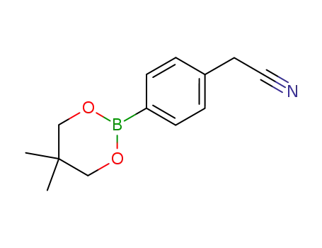Molecular Structure of 905966-41-8 ([4-(5,5-dimethyl-1,3,2-dioxaborinan-2-yl)phenyl]acetonitrile(SALTDATA: FREE))