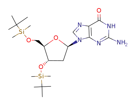 Molecular Structure of 51549-35-0 (3',5'-bis-O-(tert-butyldimethylsilyl)-2'-deoxyguanosine)