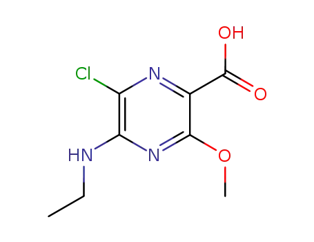 Molecular Structure of 57796-33-5 (6-chloro-5-ethylamino-3-methoxy-pyrazine-2-carboxylic acid)