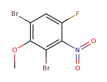 Molecular Structure of 346664-78-6 (Benzene, 1,3-dibromo-5-fluoro-2-methoxy-4-nitro-)