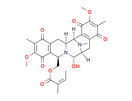 Molecular Structure of 123641-95-2 (2-Butenoic acid,2-methyl-,[(6S,7S,9R,14aS,15R)-1,5,6,7,9,10,13,14,14a,15-decahydro-7-hydroxy-2,11-dimethoxy-3,12,16-trimethyl-1,4,10,13-tetraoxo-6,15-imino-4H-isoquino[3,2-b][3]benzazocin-9-yl]methylester, (2Z)-)