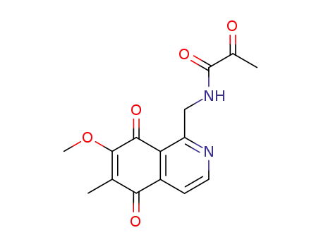 Molecular Structure of 76177-28-1 (N-[(7-methoxy-6-methyl-5,8-dioxo-isoquinolin-1-yl)methyl]-2-oxo-propan amide)