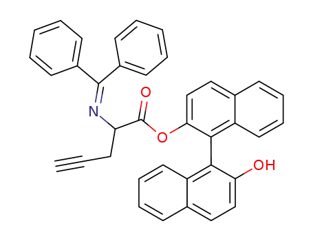 Molecular Structure of 180311-20-0 (2-(Benzhydrylidene-amino)-pent-4-ynoic acid 2'-hydroxy-[1,1']binaphthalenyl-2-yl ester)