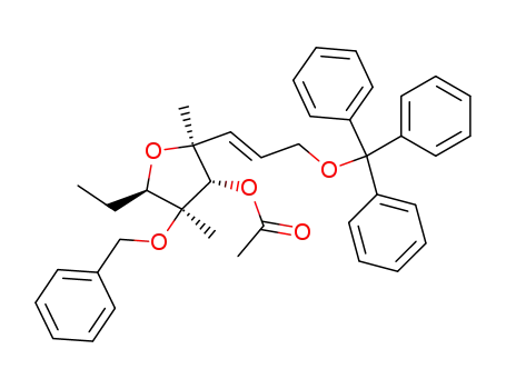 Acetic acid (2S,3S,4S,5R)-4-benzyloxy-5-ethyl-2,4-dimethyl-2-((E)-3-trityloxy-propenyl)-tetrahydro-furan-3-yl ester