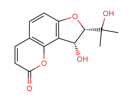 Molecular Structure of 86851-58-3 (9-hydroxy-8-(2-hydroxypropan-2-yl)-8,9-dihydro-2H-furo[2,3-h]chromen-2-one)