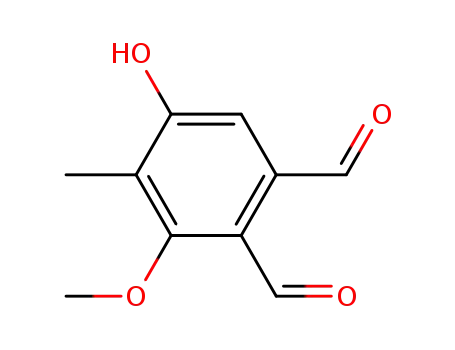 Molecular Structure of 642-27-3 (5-Hydroxy-3-methoxy-4-methyl-1,2-benzenedicarbaldehyde)