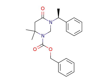 Molecular Structure of 138261-28-6 (1(2H)-Pyrimidinecarboxylic acid,
tetrahydro-6,6-dimethyl-4-oxo-3-(1-phenylethyl)-, phenylmethyl ester,
(S)-)