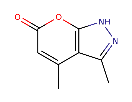 Molecular Structure of 5203-98-5 (3,4-DIMETHYL-1,6-DIHYDROPYRANO[2,3-C]PYRAZOL-6-ONE)
