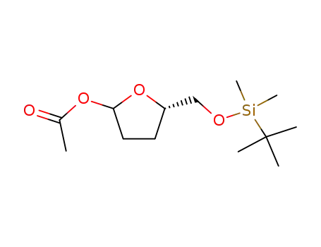 Molecular Structure of 187458-07-7 (5-({[tert-butyl(dimethyl)silyl]oxy}methyl)tetrahydrofuran-2-yl acetate)