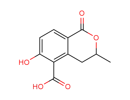 Molecular Structure of 88037-95-0 (1H-2-Benzopyran-5-carboxylic acid,
3,4-dihydro-6-hydroxy-3-methyl-1-oxo-)