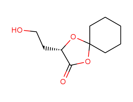 Molecular Structure of 153011-58-6 (1,4-Dioxaspiro[4.5]decan-2-one, 3-(2-hydroxyethyl)-, (S)-)