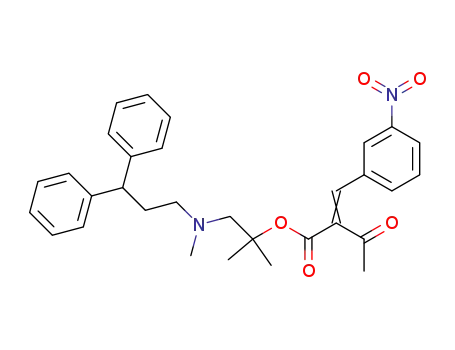 Molecular Structure of 210579-45-6 (Butanoic acid, 2-[(3-nitrophenyl)methylene]-3-oxo-, 2-[(3,3-diphenylpropyl)methylamino]-1,1-dimethylethyl ester)