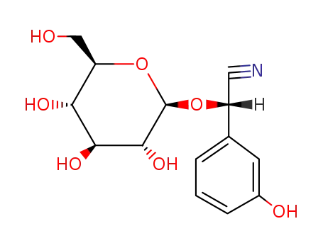 Molecular Structure of 645-02-3 ((S)-α-(β-D-Glucopyranosyloxy)-3-hydroxybenzeneacetonitrile)