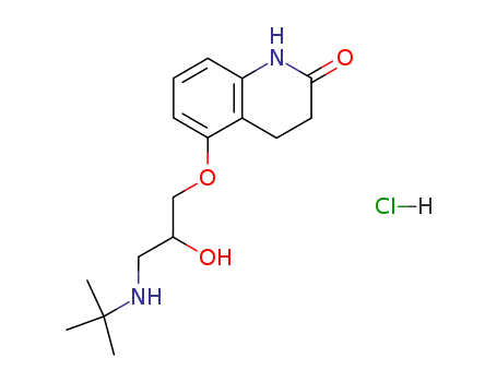 Molecular Structure of 51781-21-6 (2(1H)-QUINOLINONE, 5-[3-[(1,1-DIMETHYLETHYL)AMINO]-2-HYDROXYPROPOXY]-3,4-DIHYDRO-, MONOHYDROCHLORIDE)