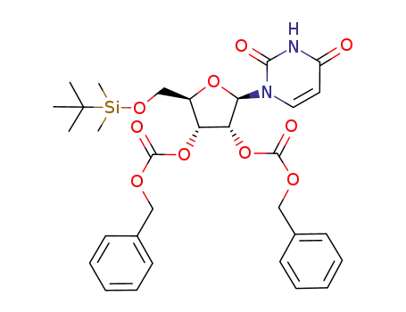 Molecular Structure of 820212-22-4 (Uridine, 5'-O-[(1,1-dimethylethyl)dimethylsilyl]-, 2',3'-bis(phenylmethyl
carbonate))