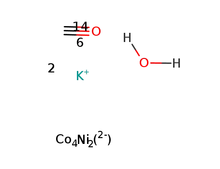 2K<sup>(1+)</sup>*Co<sub>4</sub>Ni<sub>2</sub><sup>(2-)</sup>*14CO*6H<sub>2</sub>O=K<sub>2</sub>{Co<sub>4</sub>Ni<sub>2</sub>(CO)14}*6H<sub>2</sub>O