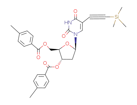 Molecular Structure of 77875-91-3 (5-ethynyltrimethylsilyl-3',5'-di-O-p-toluyl-2'-deoxyuridine)