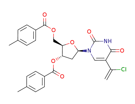Molecular Structure of 78731-54-1 (5-(1-chlorovinyl)-2'-deoxy-3',5'-di-O-(p-toluoyl)uridine)