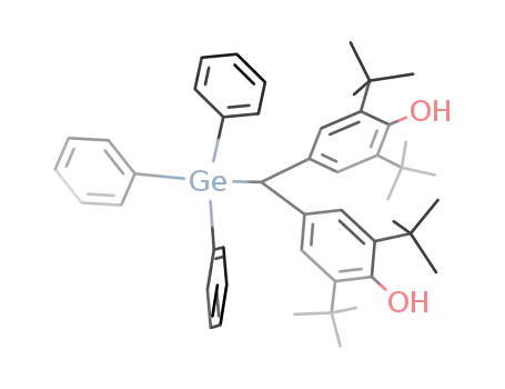 Molecular Structure of 147024-31-5 ((C<sub>6</sub>H<sub>5</sub>)3GeCH(C<sub>6</sub>H<sub>2</sub>(C<sub>4</sub>H<sub>9</sub>)2(OH))2)