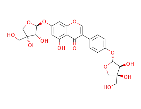 Molecular Structure of 78694-77-6 (7-((2S,3R,4R)-3,4-Dihydroxy-4-hydroxymethyl-tetrahydro-furan-2-yloxy)-3-[4-((2R,3S,4S)-3,4-dihydroxy-4-hydroxymethyl-tetrahydro-furan-2-yloxy)-phenyl]-5-hydroxy-chromen-4-one)