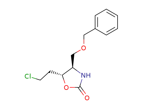 Molecular Structure of 174541-85-6 ((4R,5R)-4-Benzyloxymethyl-5-(2-chloro-ethyl)-oxazolidin-2-one)