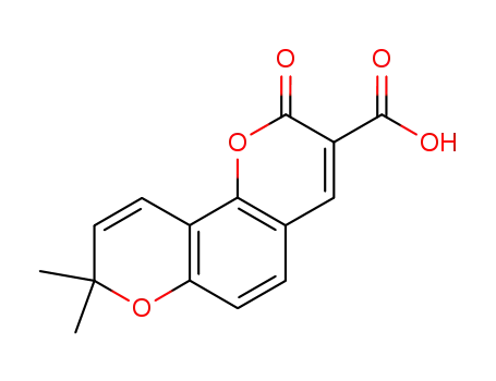 Molecular Structure of 86236-23-9 (8,8-Dimethyl-2-oxo-2H,8H-pyrano[2,3-f]chromene-3-carboxylic acid)