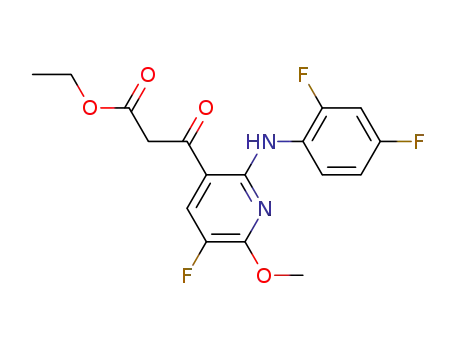 Molecular Structure of 105152-47-4 (ethyl 2-[2-(2,4-difluorophenylamino)-5-fluoro-6-methoxynicotinoyl]acetate)