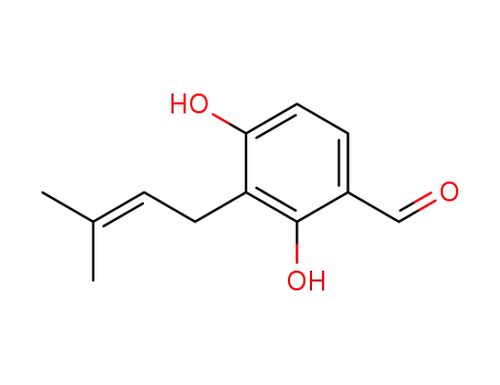 Molecular Structure of 32268-30-7 (Benzaldehyde, 2,4-dihydroxy-3-(3-methyl-2-butenyl)-)