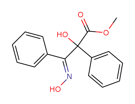 Molecular Structure of 54458-46-7 (Benzenepropanoic acid, a-hydroxy-b-(hydroxyimino)-a-phenyl-, methyl
ester)