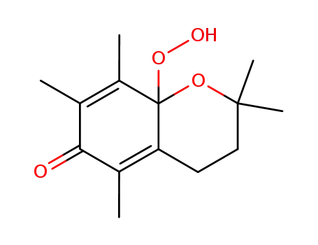 Molecular Structure of 92014-26-1 (8a-hydroperoxy-2,2,5,7,8-pentamethylchroman-6(8aH)-one)