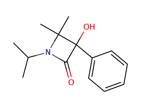 Molecular Structure of 64201-03-2 (2-Azetidinone, 3-hydroxy-4,4-dimethyl-1-(1-methylethyl)-3-phenyl-)
