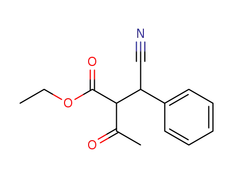 Molecular Structure of 108262-44-8 (3-Ethoxycarbonyl-2-phenyl-4-oxopentanenitrile)