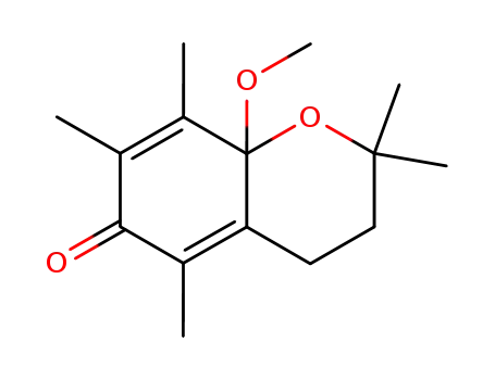 Molecular Structure of 119529-12-3 (8a-methoxy-2,2,5,7,8-pentamethylchroman-6-one)